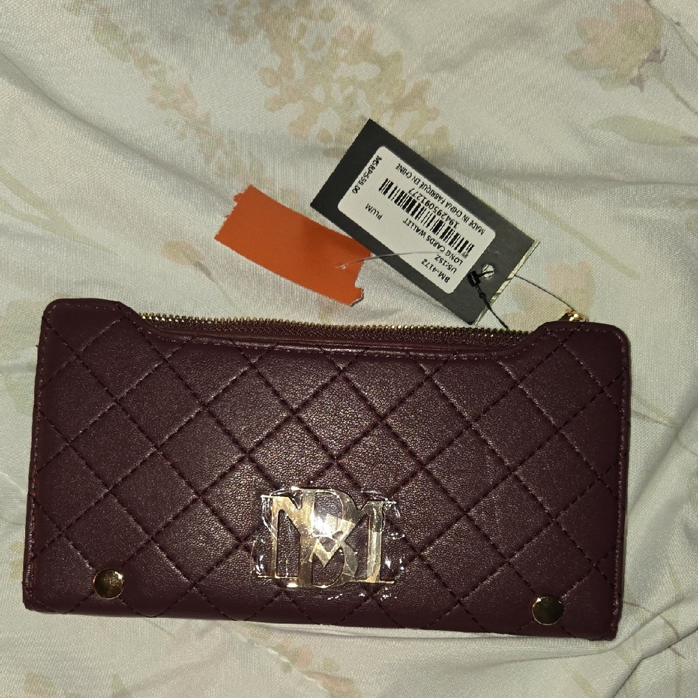 Badgley Mischka Maroon Quilted Card Holder